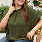 Moss Green Plus Size Swiss Dot Mock Neck Tied Nape Top