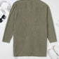 Seagrass Waffle Knit Drop Shoulder Open Front Pocketed Plus Size Cardigan