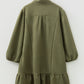 Jungle Green Plus Size Textured Contrast Trim Quarter Zip Bracelet Sleeve Mini Dress