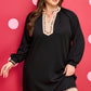 Black Contrast Color Block Leopard Trim Plus Size Ribbed Dress