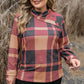 Plus Size Plaid Cowl Neck Long Sleeve Sweatshirt