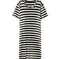 Black Plus Size Striped Print Long T-shirt Dress