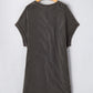 Carbon Grey Corded V Neck Plus Size T Shirt Dress with Pockets