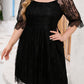 Black Eyelash Lace Square Neck Plus Size Dress