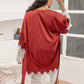 Plus Size Lace Patchwork Tie Front Robe