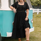 Plus Size Square Neck Short Sleeve Ruffle Hem Dress