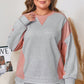 Light Grey Uneven Hem Colorblock Pullover Casual Shorts Plus Size 2pcs Outfit