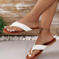 White Braided Strap PU Leather Flip Flop