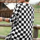 Black Checkered Pattern Tee and Shorts Plus Size Two Piece Set