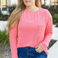 Peach Blossom Plus Size Ribbed Textured Long Sleeve T Shirt