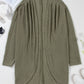 Seagrass Waffle Knit Drop Shoulder Open Front Pocketed Plus Size Cardigan