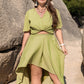 Plus Size V-Neck Half Sleeve Top and High-Low Skirt Set
