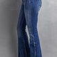 Dark Blue Plus Size Stitching Washed Flare Jeans