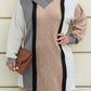 Apricot Mixed Boucl Color Block Plus Size Sweater Dress