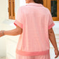 Orange Stripe Loose Polo T Shirt and Shorts Plus Size 2pcs Outfit