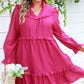 Rose Plus Size Ruffled Bubble Sleeve Dress