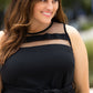 Black Plus Size Mesh Panel Skater Dress