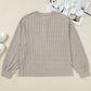 Simply Taupe Plus Size Ribbed Knit Kangaroo Pocket Henley Long Sleeve Top