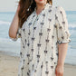 Apricot Bow Printed Puff Sleeve Ruffled Plus Size Mini Dress