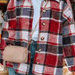 Plus Size Plaid Button Up Hooded Jacket