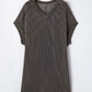 Carbon Grey Corded V Neck Plus Size T Shirt Dress with Pockets