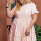 Pink Cheetah Print Tiered Ruffled Plus Size Dress