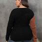 Plus Size Two-Tone Surplice Neck Sweater