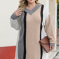 Apricot Mixed Boucl Color Block Plus Size Sweater Dress