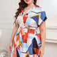 Plus Size Notched Neck Tie Waist Dress