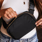 Black Waterproof Zipped Crossbody Chest Bag 20*5*14cm