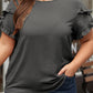 Dark Grey Ruffled Short Sleeve Plus Size Top