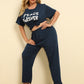 Plus Size PEACE FOREVER Short Sleeve Top and Pants Set