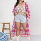 Plus Size Printed Open Front Longline Cardigan