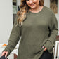 Moss Green Plus Size Textured Knit Long Sleeve Top