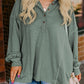 Seagrass Plus Size Exposed Seam Drop Shoulder Henley Top