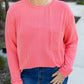 Peach Blossom Plus Size Ribbed Textured Long Sleeve T Shirt