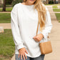 White Cable Textured Loose Plus Size Sweatshirt