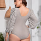 Plus Size Tied Deep V Balloon Sleeve One-Piece Swimsuit