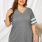 Plus Size Striped V-Neck Tee Shirt