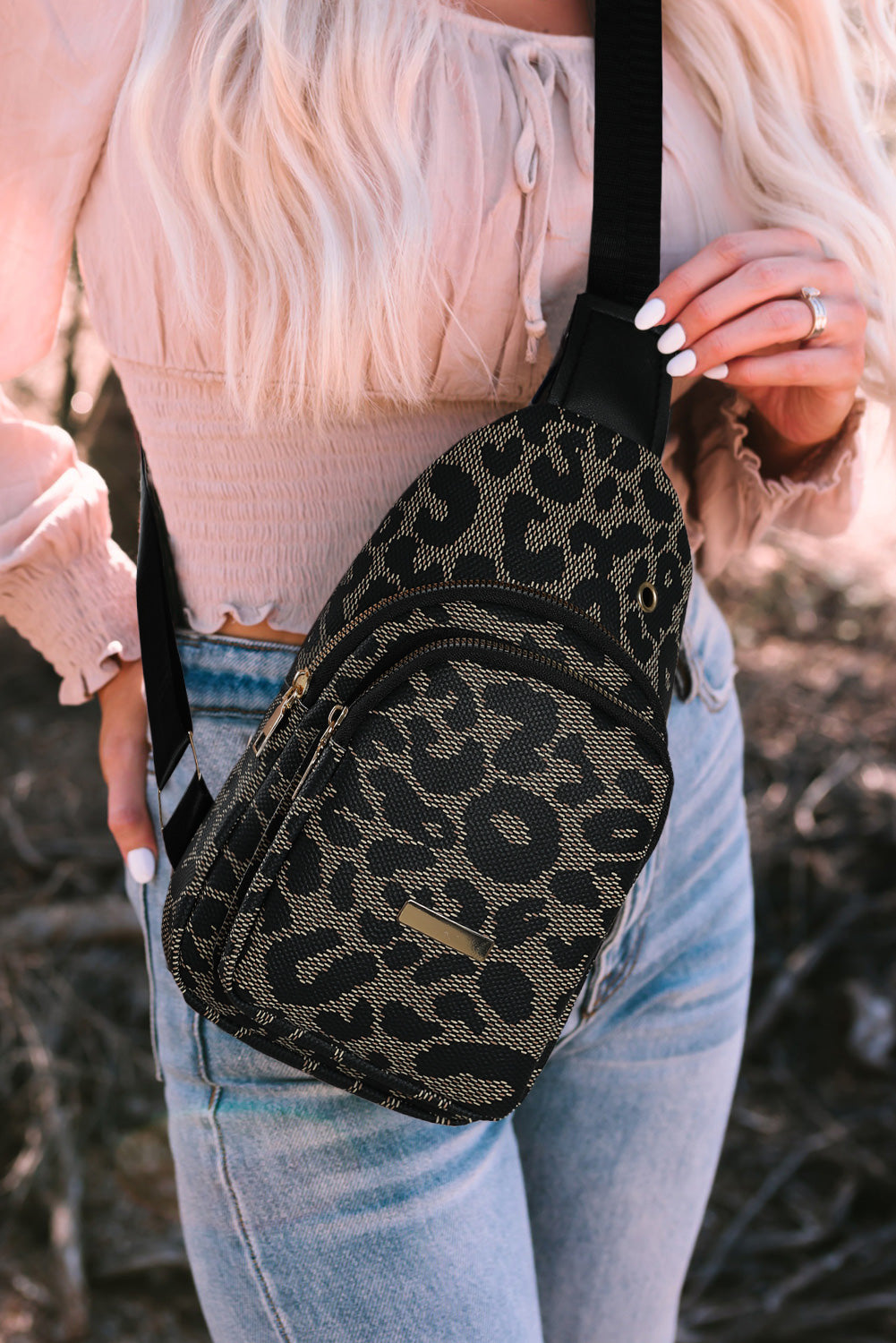 Leopard Print PU Sling Bag