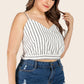 Plus Size Striped Tie-Back Cropped Cami