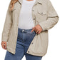 Khaki Plus Size Crochet Pattern Back Corduroy Jacket