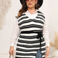 Plus Size Striped Colared Neck Tied Front Sweater Vest