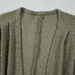 Seagrass Waffle Knit Drop Shoulder Open Front Pocketed Plus Size Cardigan