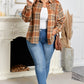 Brown Plaid Print Flap Pocket Buttoned Plus Size Shacket