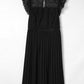 Black Plus Size Lace Bodice High Neck Flowy Pleated Dress