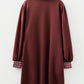 Coffee Contrast Plaid Trim Patchwork Collared Plus Size Shift Mini Dress