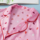 Pink Valentine Heart Shape Print Plus Size Sleepwear