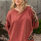 Redwood Burl Aztec Patchwork Drop Shoulder Plus Size High Low Sweatshirt