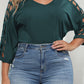 Plus Size Cutout Three-Quarter Sleeve Blouse